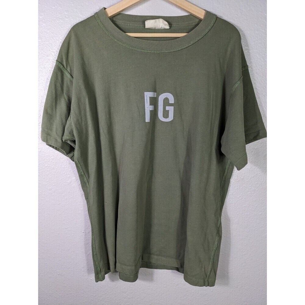 Fear of God FG Olive Green Logo Short Sleeve Tee